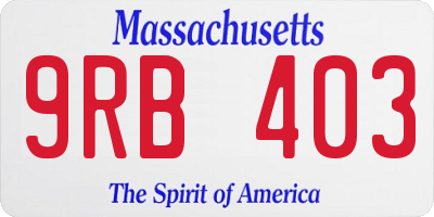 MA license plate 9RB403