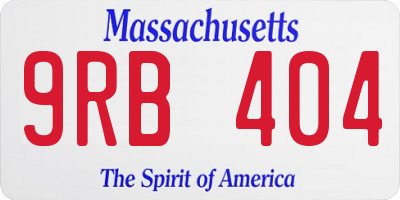 MA license plate 9RB404