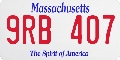 MA license plate 9RB407