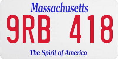 MA license plate 9RB418