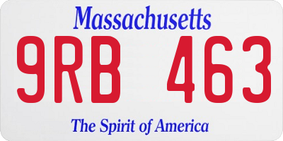 MA license plate 9RB463