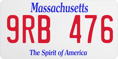 MA license plate 9RB476