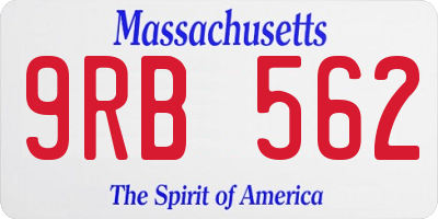 MA license plate 9RB562