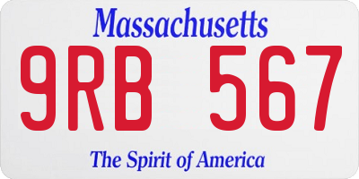 MA license plate 9RB567