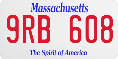 MA license plate 9RB608