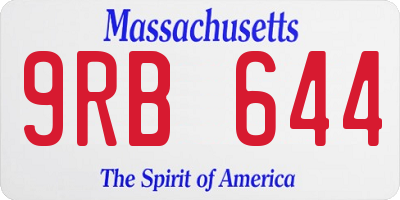 MA license plate 9RB644