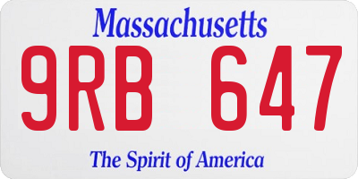MA license plate 9RB647