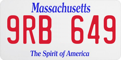 MA license plate 9RB649