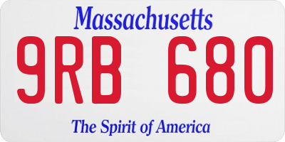 MA license plate 9RB680