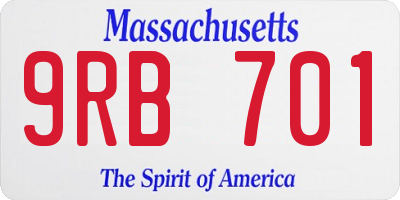 MA license plate 9RB701