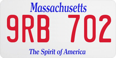 MA license plate 9RB702