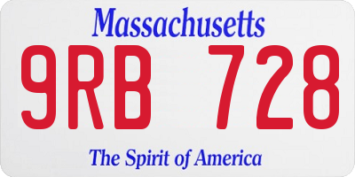 MA license plate 9RB728