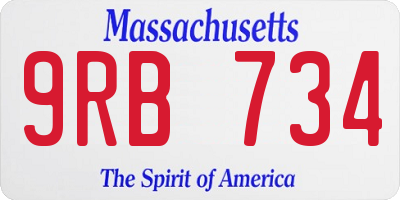 MA license plate 9RB734