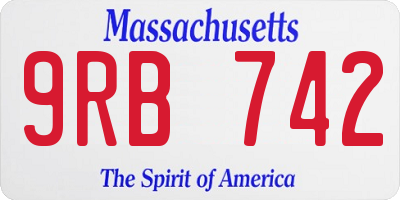 MA license plate 9RB742