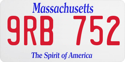 MA license plate 9RB752