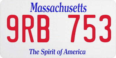 MA license plate 9RB753