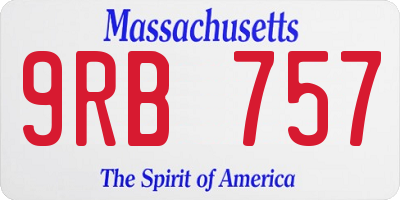 MA license plate 9RB757