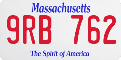 MA license plate 9RB762