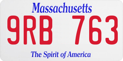 MA license plate 9RB763