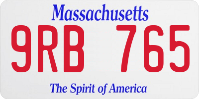MA license plate 9RB765