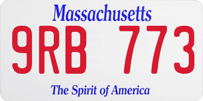 MA license plate 9RB773