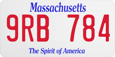 MA license plate 9RB784