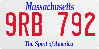 MA license plate 9RB792