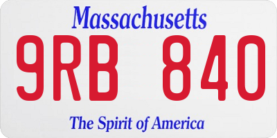 MA license plate 9RB840
