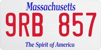 MA license plate 9RB857