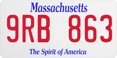 MA license plate 9RB863