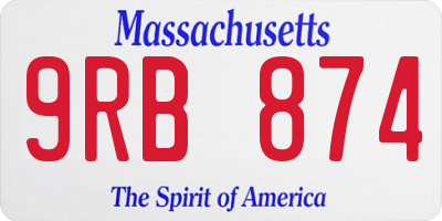 MA license plate 9RB874