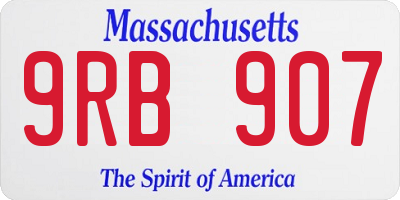 MA license plate 9RB907