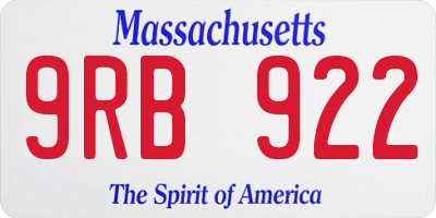 MA license plate 9RB922
