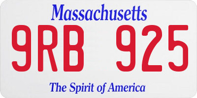 MA license plate 9RB925