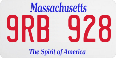 MA license plate 9RB928