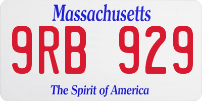 MA license plate 9RB929
