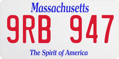 MA license plate 9RB947