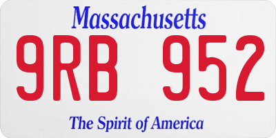MA license plate 9RB952