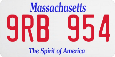 MA license plate 9RB954