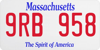 MA license plate 9RB958