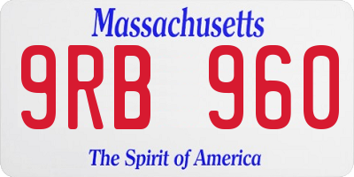 MA license plate 9RB960