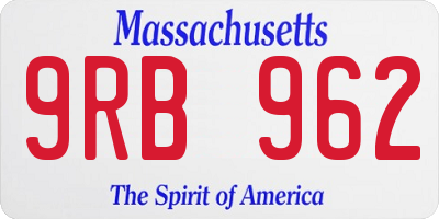 MA license plate 9RB962