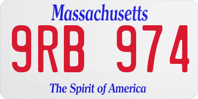 MA license plate 9RB974