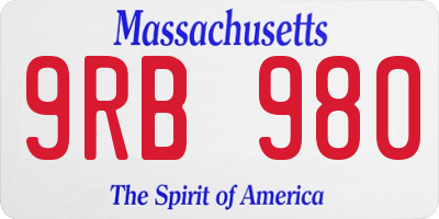 MA license plate 9RB980