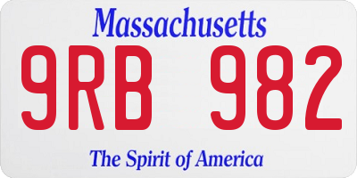MA license plate 9RB982