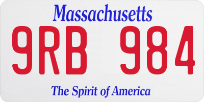 MA license plate 9RB984