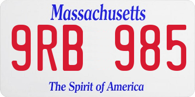 MA license plate 9RB985