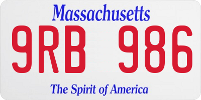MA license plate 9RB986