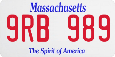 MA license plate 9RB989