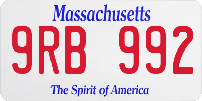 MA license plate 9RB992